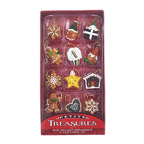 Kurt Adler Holiday Resin Miniature Gingerbread Ornaments 12 Piece Box Set