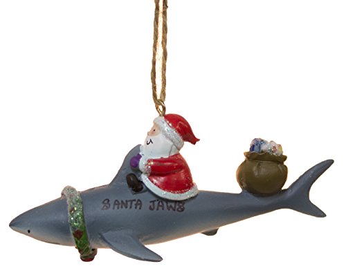 Midwest-CBK Funny Nautical Christmas Ornament – Santa Riding Shark Santa Jaws