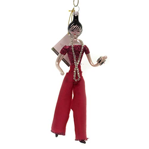 De Carlini Lady with Fuschia Pants Glass Italian Christmas Ornament Do7636