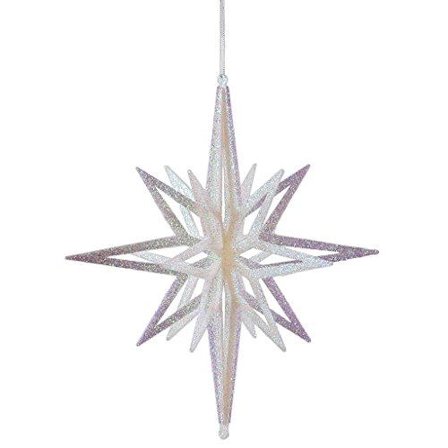 Vickerman 576144-16″ White Iridescent 3D Glitter Star Christmas Tree Ornament (M148311)