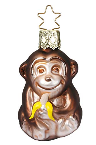 Inge-Glas Tiny Monkey 10088S018 German Blown Glass Christmas Ornament