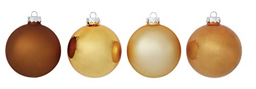 Creative Co-op Set of 4 Boxed Round Gold Ball Glass Ornaments