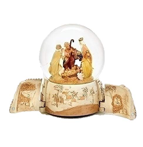 Fontanini 59097 Three Kings with Shepherd Nativity Scene 120mm Triptych Bethlehem Scene Glitter Dome Plays O Little Town of Bethlehem