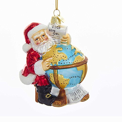 Kurt Adler Noble Gems Glass Santa With Globe Ornament