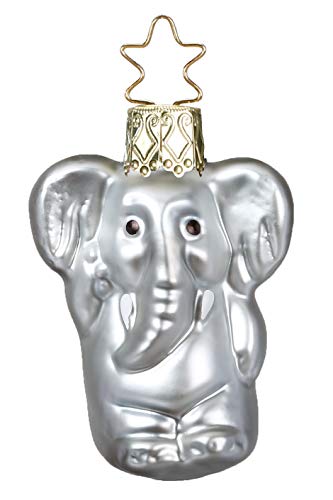 Inge-Glas Gentle Giant Mini-Elephant 10087S018 German Blown Glass Christmas Ornament