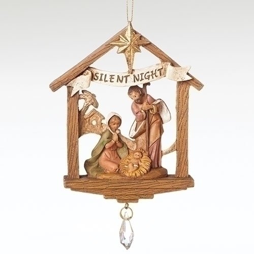 Roman 5.5″ Holy Family Stable Ornament With Drop Dangle Fontanini