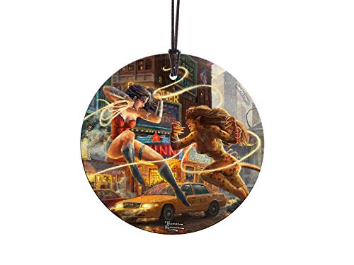 Thomas Kinkade – The Women of DC – Wonder Woman – Cheetah – DC Comics – Starfire Prints Hanging Glass – Ideal Decoration for Gifting and Collecting