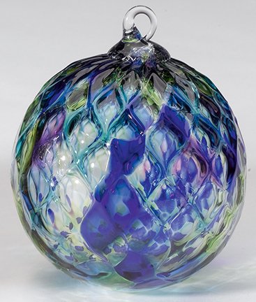 Glass Eye Studio Blue Mosaic Diamond Facet Classic Ornament