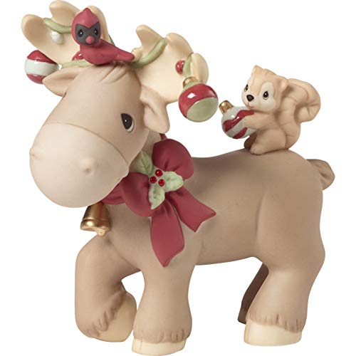 Precious Moments Moose Wonderful Time of The Year 1st Annual Animal Bisque Porcelain 191017 Figurine, One Size, Multi