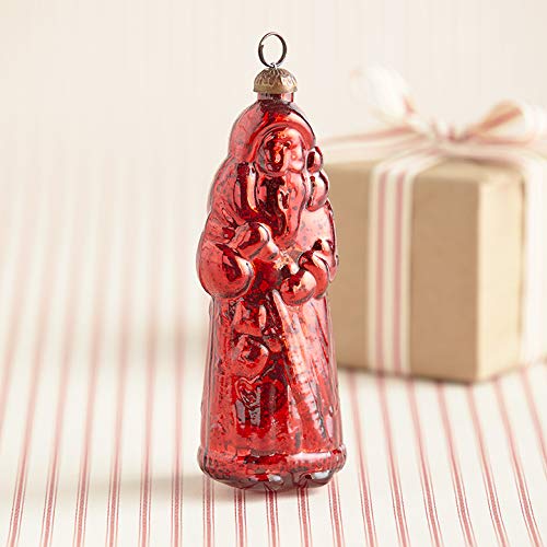 Raz 6″ Red Santa Mercury Glass Christmas Ornament 3938313