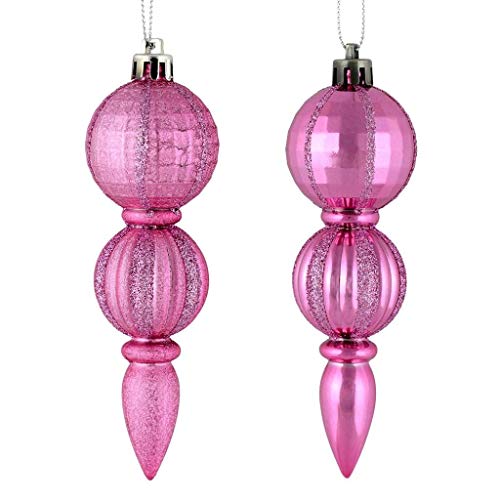 Vickerman 544594-5″ Pink Glitter/Matte Finial Christmas Tree Ornament (set of 6) (M183679)
