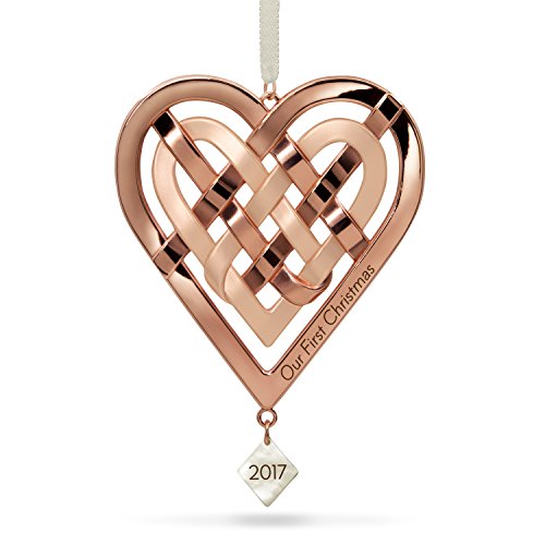 Hallmark Keepsake 2017 Our First Christmas Heart Metal Dated Christmas Ornament