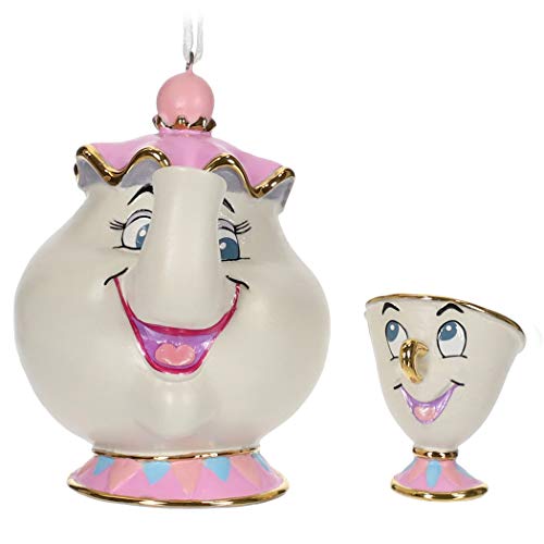 Hallmark Keepsake Christmas Ornaments 2019 Year Dated Disney Beauty and The Beast Mrs. Potts and Chip, Porcelain, Set of 2,
