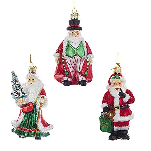 Kurt Adler 4.75-5″ Noble Gems Glass Santa Claus Ornaments Set of 3