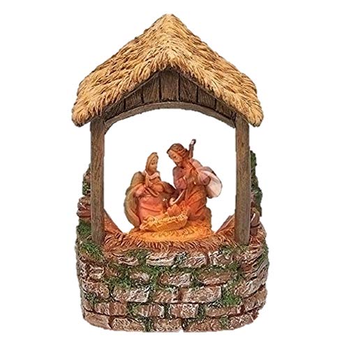 Fontanini 59093 6″ H Holy Family in Stable Musical 80mm Dome Plays Silent Night