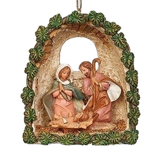 Fontanini 56386 3.75″ Holy Family with Leaf Grotto Ornament