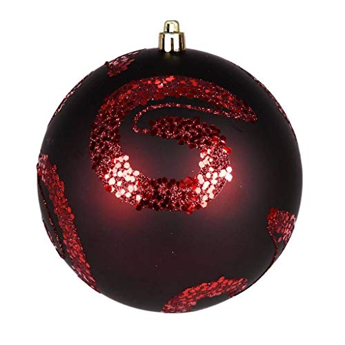 Vickerman 596906-4.75″ Burgundy Matte Sequin Ball Christmas Tree Ornament (4 pack) (N191765D)