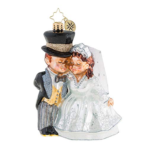 Christopher Radko An Altared State Bride and Groom Wedding Themed Glass Ornament
