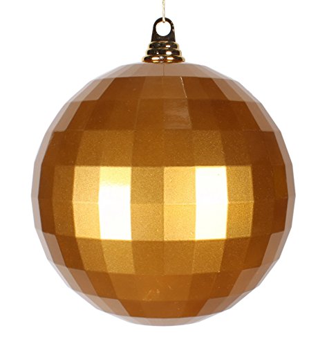 Vickerman Candy Finish Shatterproof Mirror Ball Christmas Ornament, 1 per Bag, 8”, Antique Gold