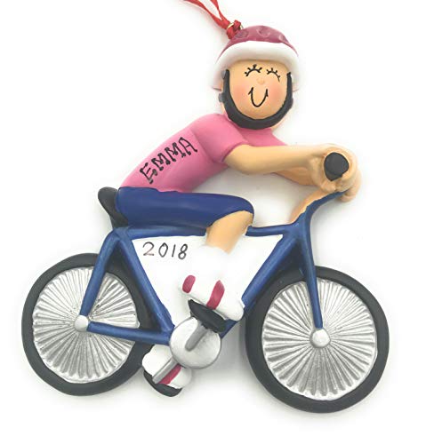 rudolp and me Personalized Female Bike Rider Christmas Ornament 2019