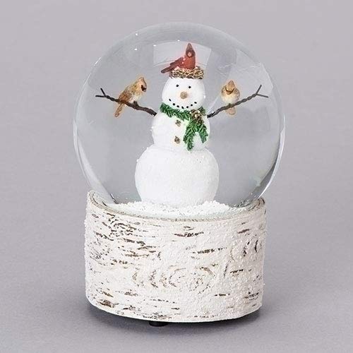 Snowman with Cardinal Friends 6 Inch Resin Musical Snowglobe Plays Holly Jolly Christmas