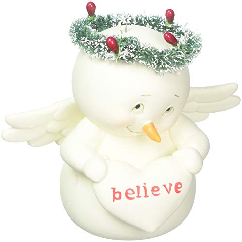 Department 56 Snowpinions “Believe” Porcelain Snowman Hanging Christmas Ornament, 3″
