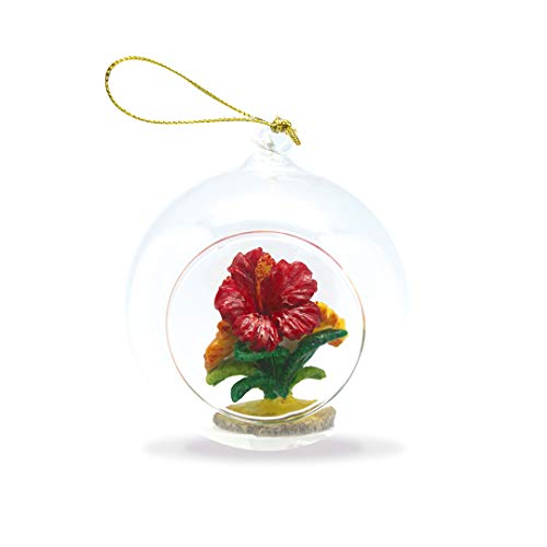 Island Heritage Hawaiian Hibiscus Hand-Painted Glass Globe Hawaii Christmas Ornament