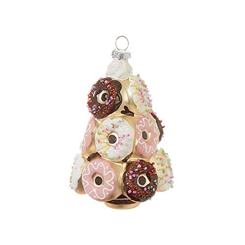Raz Pink Brown Donut Tree 5 inch Glass Decorative Christmas Ornament