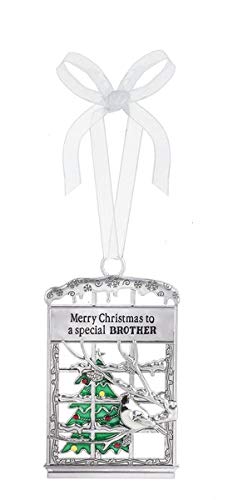 Ganz Merry Christmas to a Special Brother Zinc Epoxy Decorative Hanging Ornaments,Silver Multi