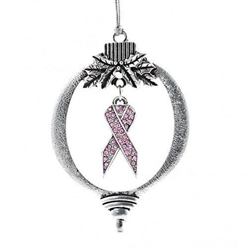 MadSportsStuff Christmas Ornament with Crystal Pink Ribbon Charm