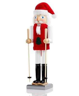 Holiday Lane 14″ Wood Skier Nutcracker in Winter Sweater Christmas Holiday Decorations