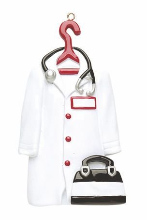 Doctor White Coat Personalized Christmas Tree Ornament-Free Personalization and Gift Bag!