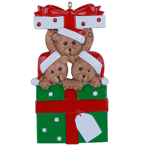 WorldWide Bear Family of 3 Gift Personalized Ornament