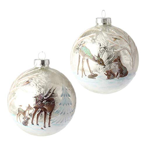 RAZ – 4.5″ Animal Ball Ornaments – Set of 2
