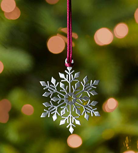 Solid Pewter Christmas Tree Ornament – Approx. 2.25 H – Snowflake