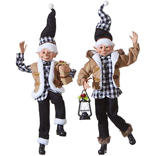 RAZ Imports Set of 2 Christmas in The Country 16″ Posable Christmas Elves (Elf Set) – Plaid -3902253