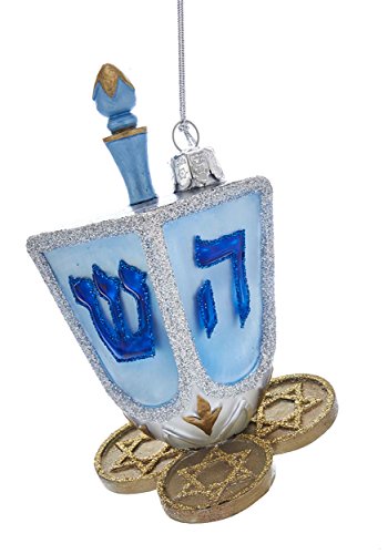 Kurt Adler 4.5″ Noble Gems Hanukkah Dreidel Glass Ornament Standard