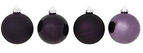 Creative Co-Op 3 Inch Round Glass Ball Ornaments, Purple, Boxed Set of 4