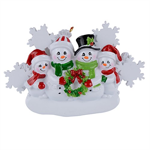 WorldWide Snowman Family of 4 Personalized Ornament