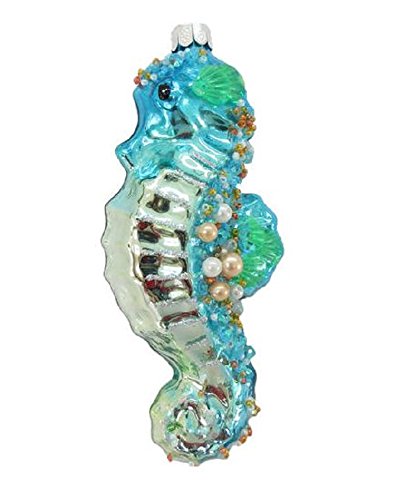 December Diamonds Seahorse with Jewels Glass Christmas Ornament Sea Life New