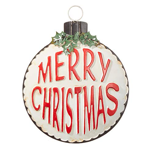 RAZ Imports 13 Inch Merry Christmas Ornament – Hanging Metal Christmas Sign