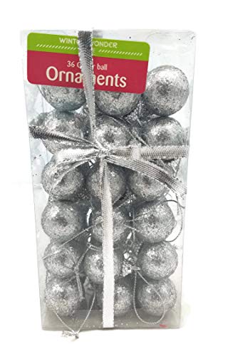 Winter Wonder Lane 32-Pack Glitter Ball Decorative Christmas Seasonal Holiday Ornaments (Silver)