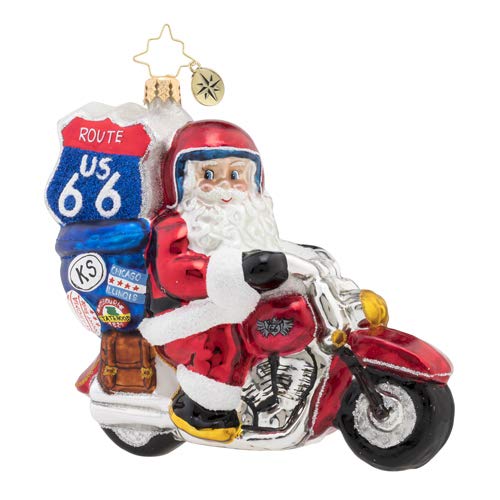Christopher Radko Motorcycle Nick Christmas Ornament, 4.250, Multicolor