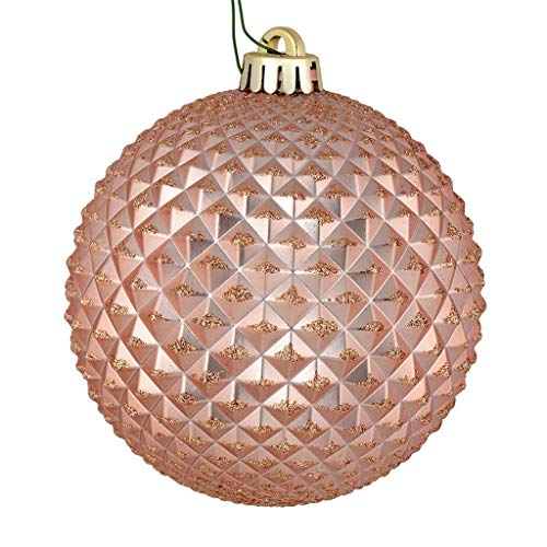 Vickerman 530474-4″ Rose Gold Durian Glitter Ball Christmas Tree Ornament (6 pack) (N188558D)