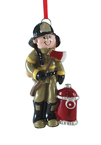 Rudolph and Me Firefighter Resin Hanging Christmas Ornament