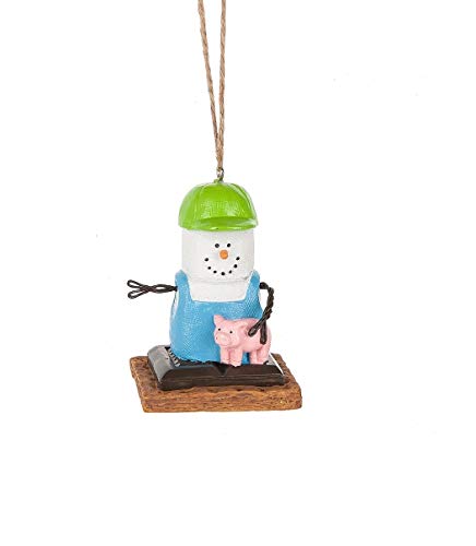 Midwest 2.75″ S’Mores Farmer and Piglet Marshmallow Christmas Ornament
