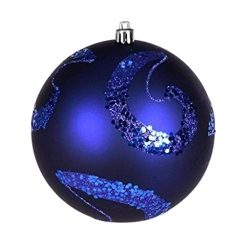 Vickerman 596234-4″ Cobalt Blue Matte Sequin Ball Christmas Tree Ornament (6 pack) (N191622D)