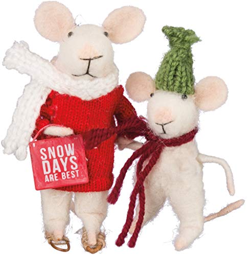 Snow Days are Best Box Sign Mice – Betty and Clara 4″ Tall