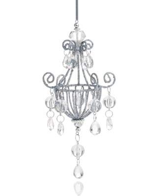 Holiday Lane Silver Beaded Chandelier Ornament