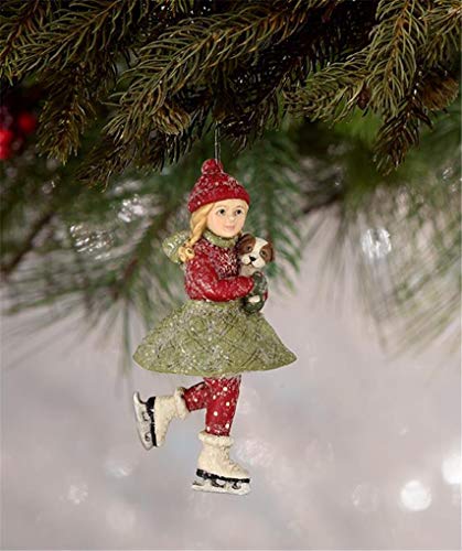 Bethany Lowe Skating Clare with Puppy Christmas Tree Ornament